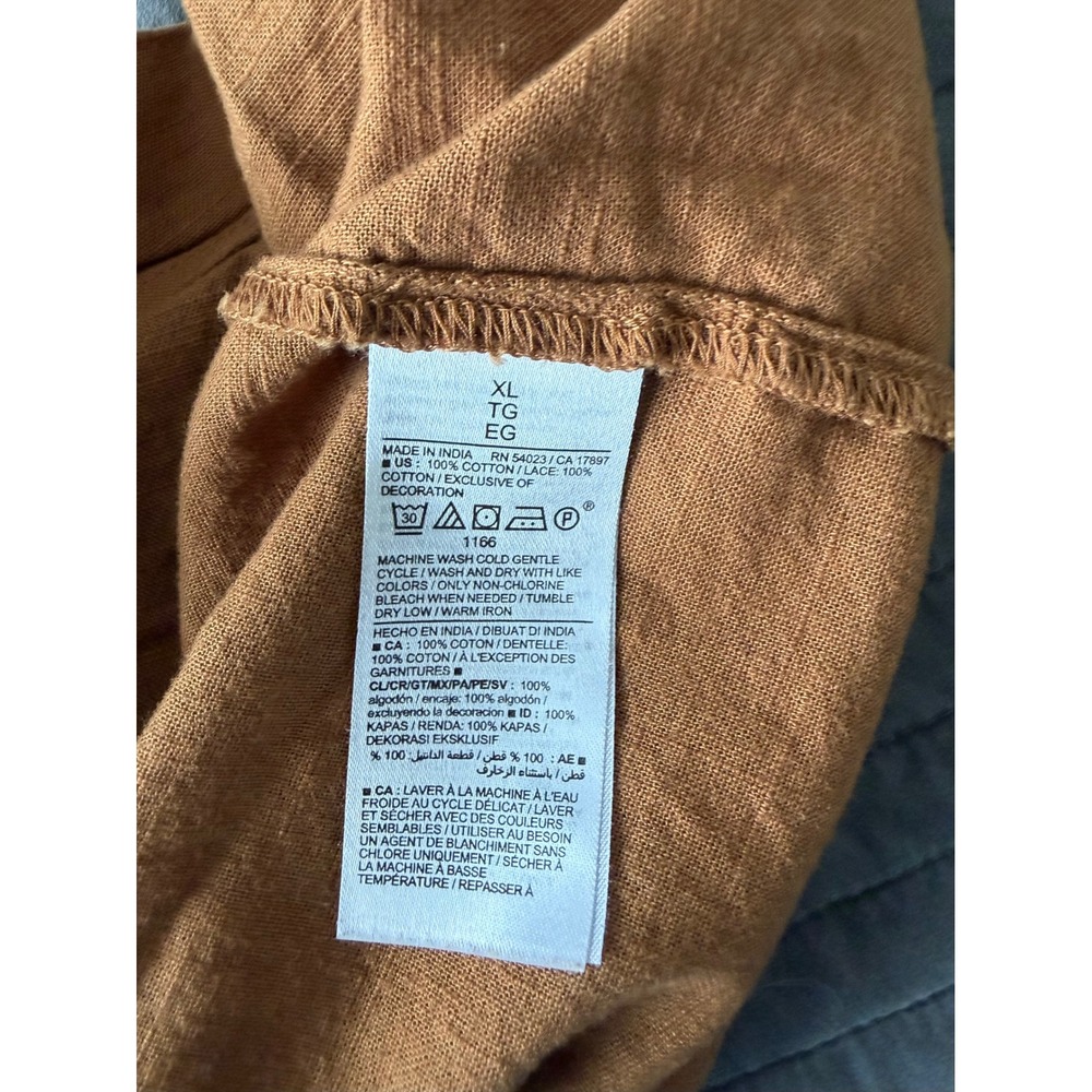 Old Navy Womens XL Rust Brown Cotton Crochet Lace Flutter Sleeve Boho Blouse Top - Picture 4 of 8
